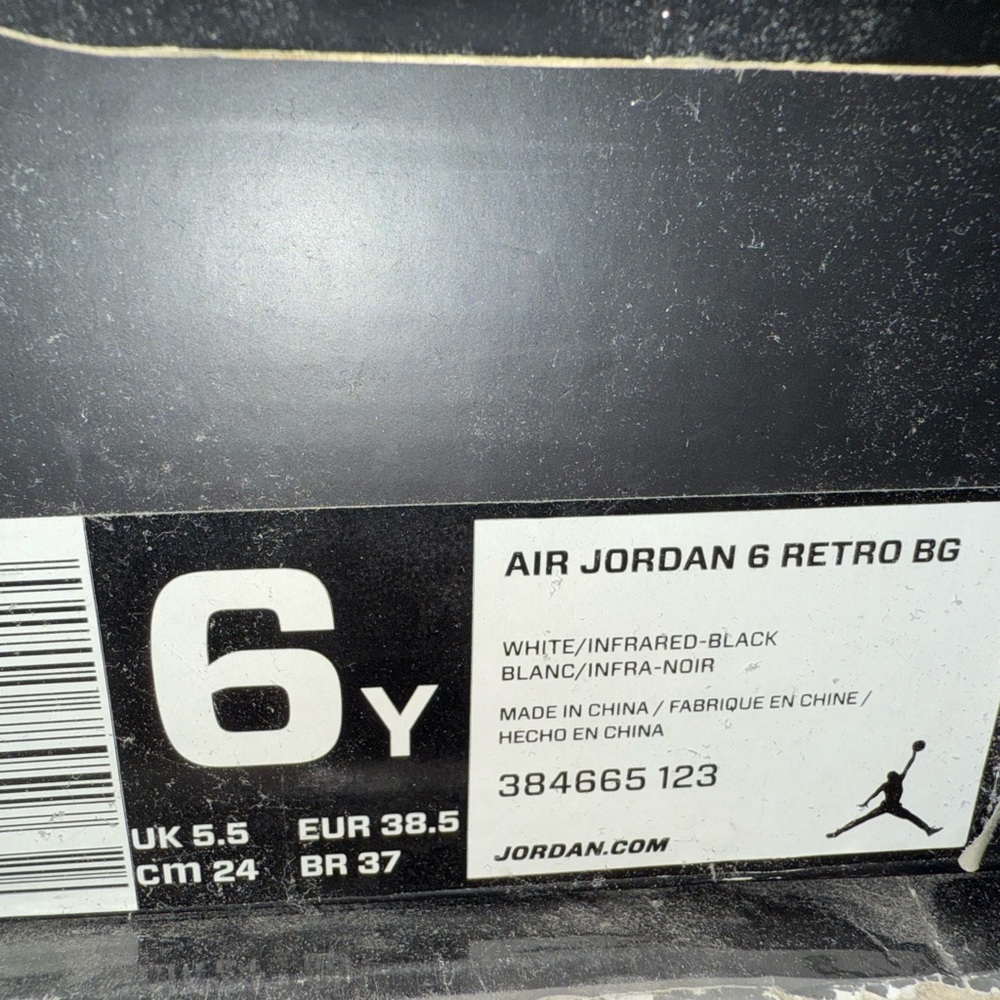 Air Jordan 6 Retro BG White Infrared Black